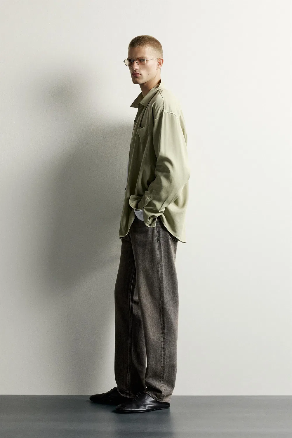 Свободная футболка свободного кроя ZARA, Green — фото 4
