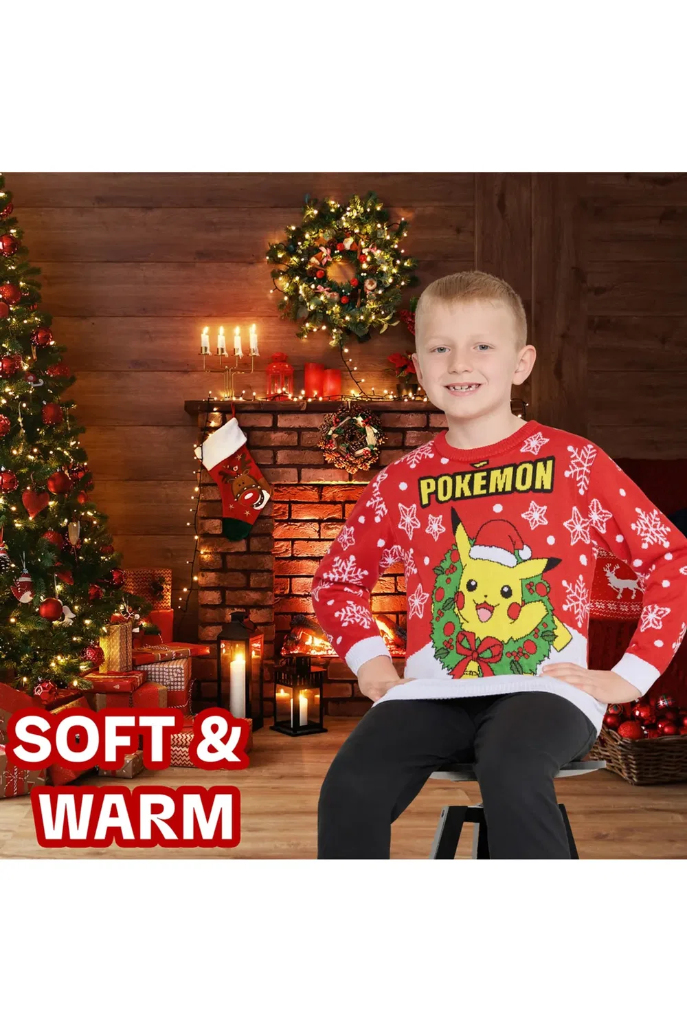 Свитшот с принтом Christmas jumper Pokemon, Red — фото 4