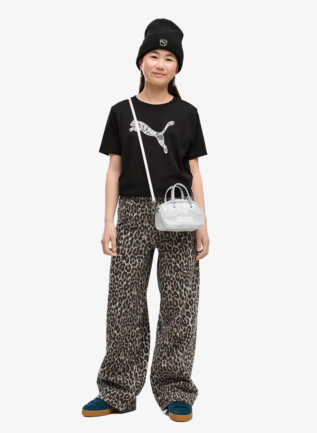 Футболка с графическим принтом Youth Graphic Lace Cat Puma, черный — фото 3
