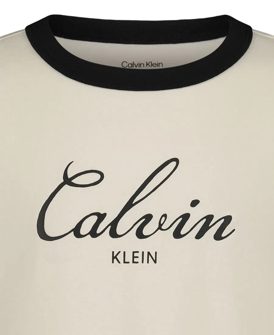 Футболка с коротким рукавом и контрастной отделкой Calvin Klein, Turtledove — фото 4