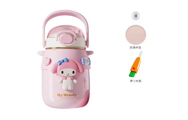 Детский термос-кружка 700 мл с принтом Melody Pink + 3D Sticker Random *4 + Doll Pendant Sanrio — фото 4