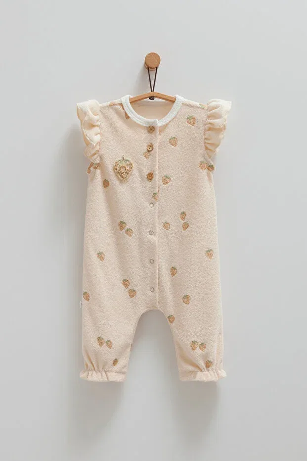 Детский комбинезон для девочек хлопковый Strawberry Towel Romper Caramell, Salmon
