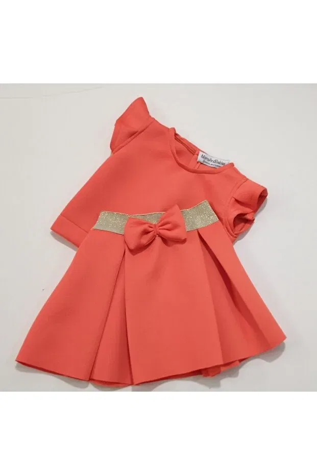Детский комплект юбки и блузки для девочек с бантом Moms And Babies, Orange — фото 2