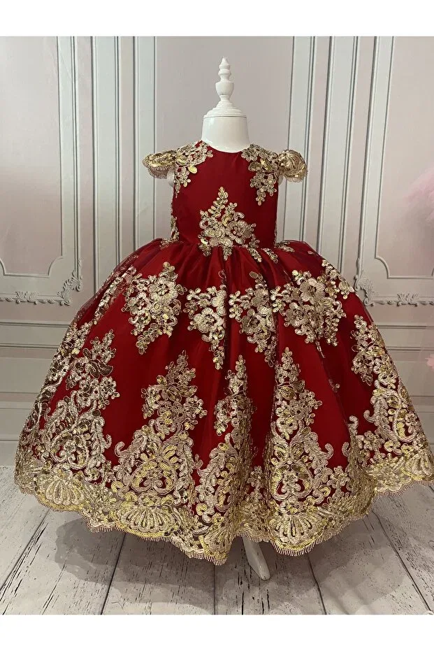 Детское платье для девочек кружевное Ilknur Karaca Design, Red