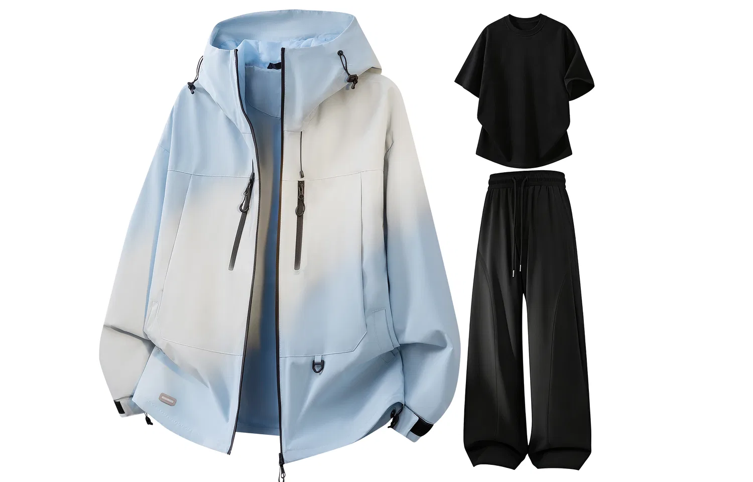 Детский комплект куртка и брюки с капюшоном, с принтом, Glacier Blue + Black + Black, WARRIOR