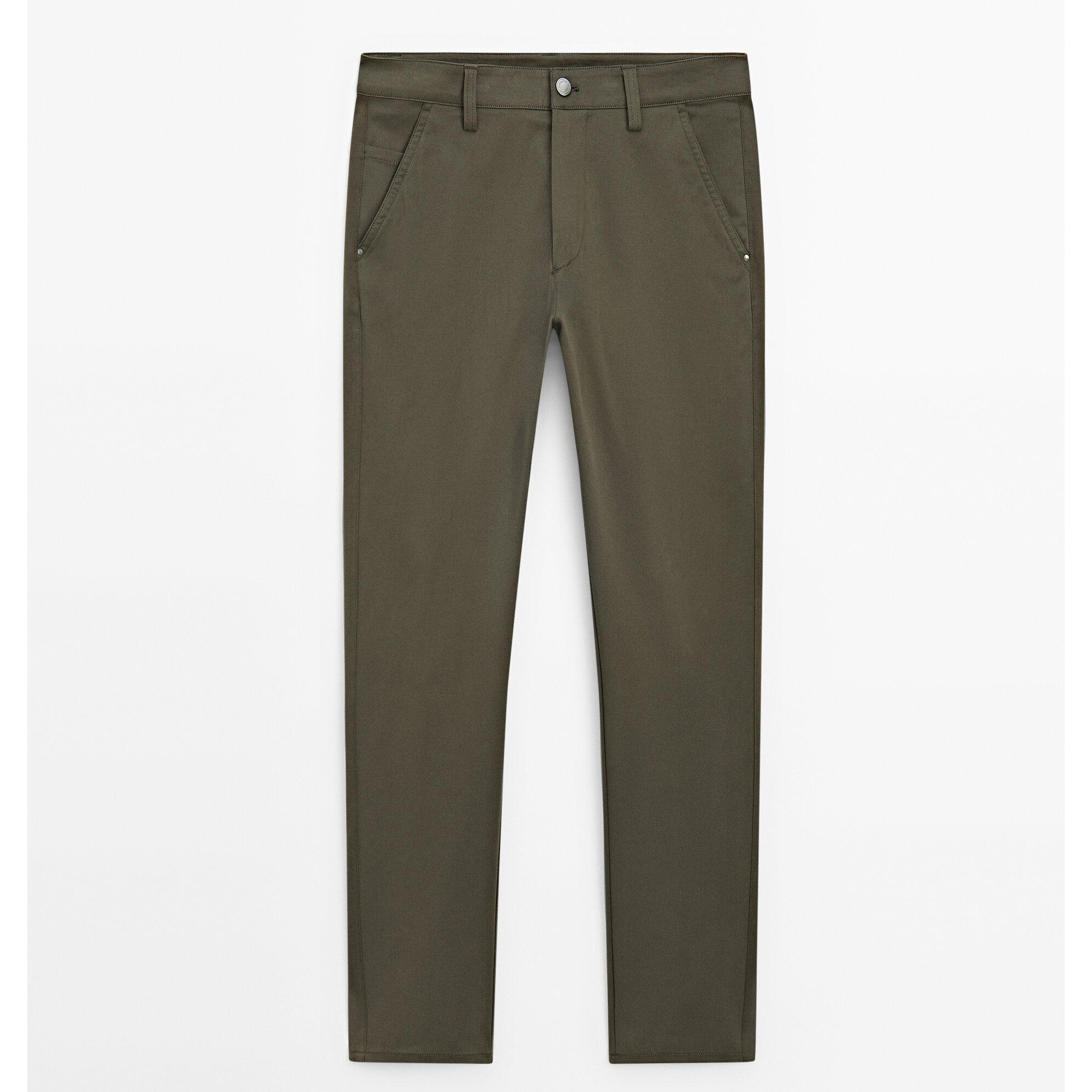 

Джинсовые брюки Massimo Dutti Tapered fit cotton blend, хаки