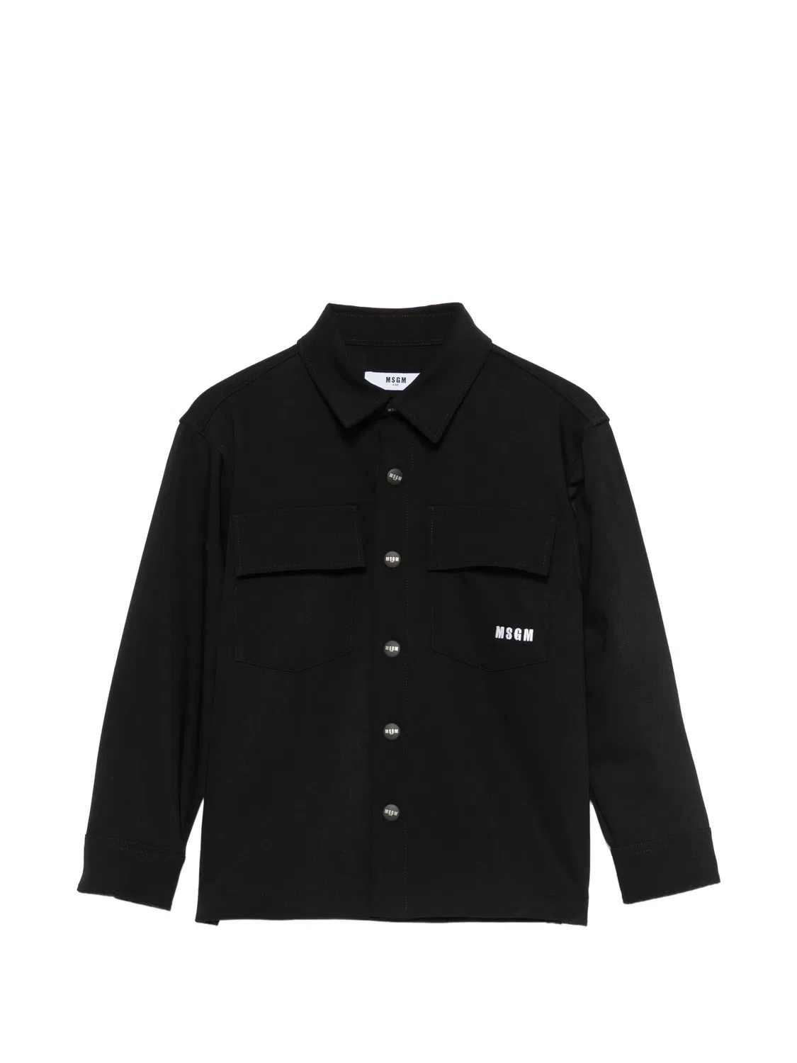 Рубашка черная с вышитым логотипом MSGM, черный