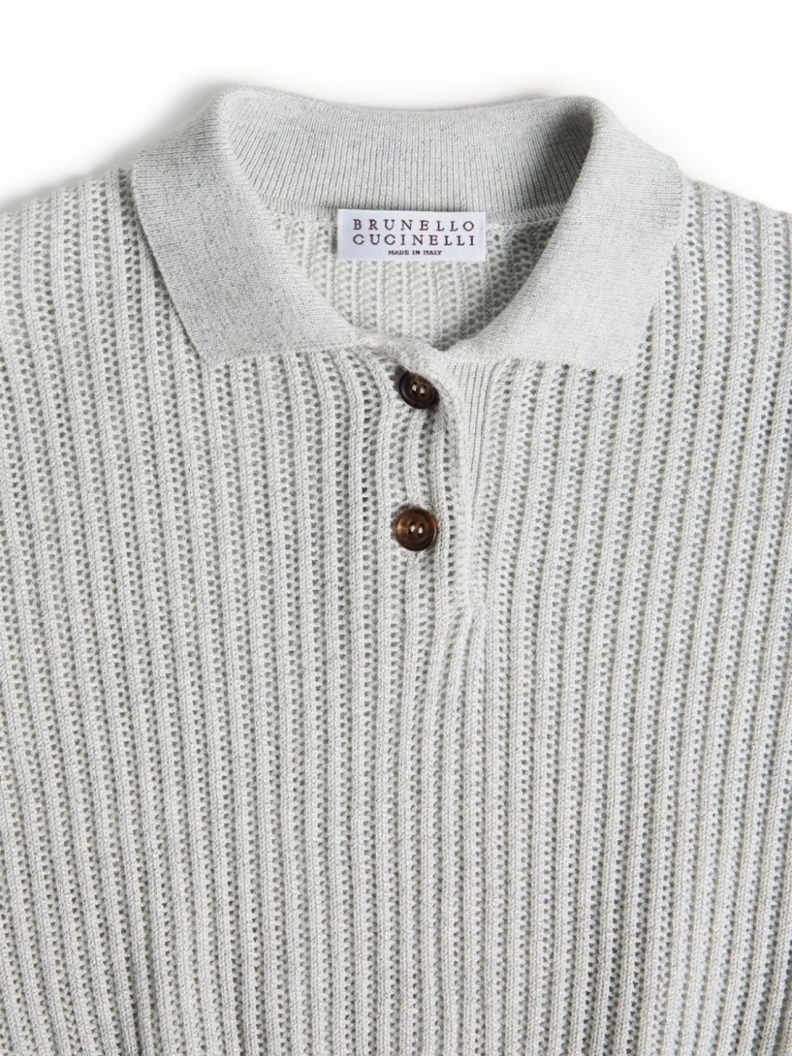 Brunello Cucinelli Kids трикотажная рубашка поло, серый — фото 3