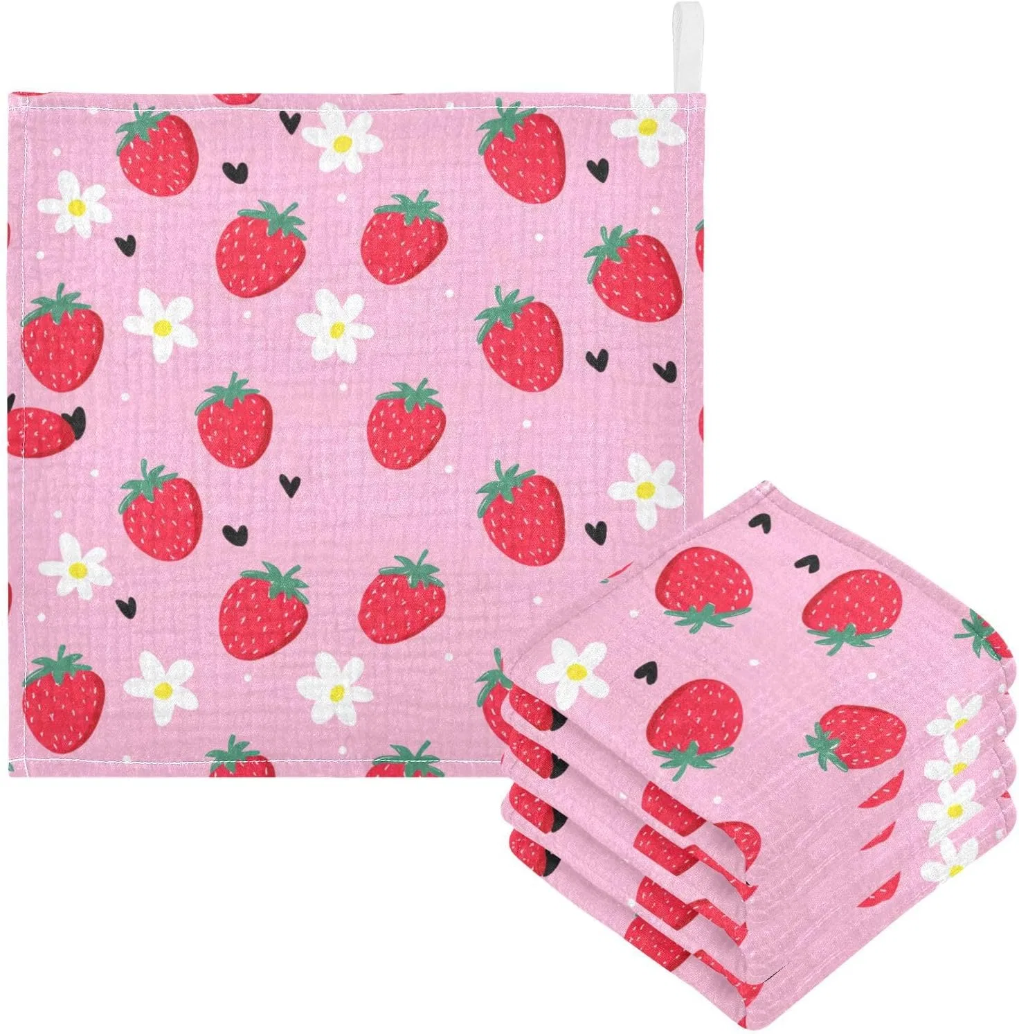 Детские полотенца Strawberry, 5 шт, 30x30 см, хлопок, JUMBEAR