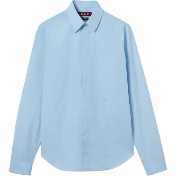 Рубашка GUCCI с воротником, длинный рукав, Blue