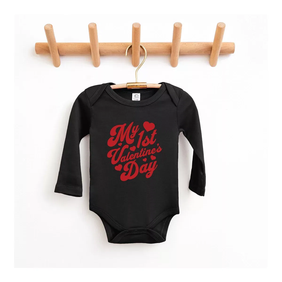 Детский боди с длинным рукавом First Valentine's Cursive The Juniper Shop, Black
