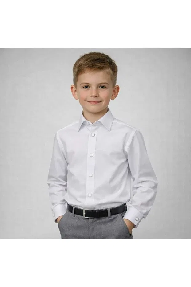 Детская рубашка для мальчиков с длинным рукавом Gs Tekstil, White