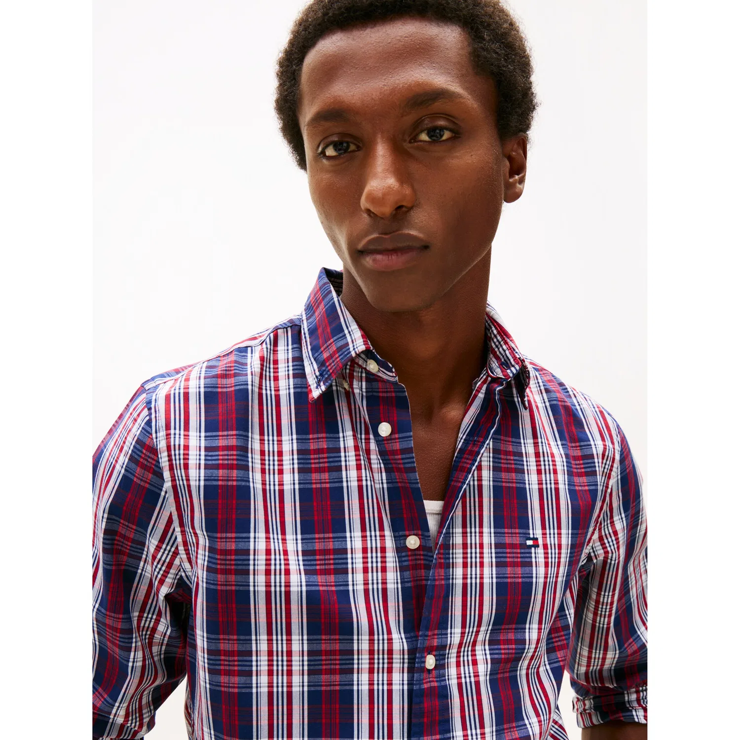 Мужская классическая рубашка с длинным рукавом Tommy Hilfiger, Preppy Navy/Check — фото 2