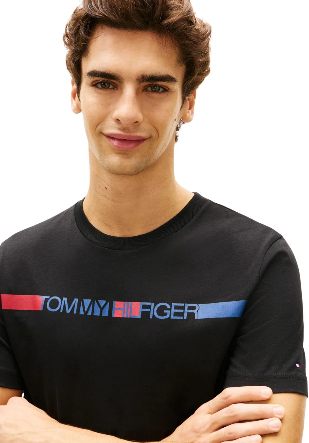 Мужская футболка с коротким рукавом Brand Love Stripe Tee Tommy Hilfiger, Black — фото 4