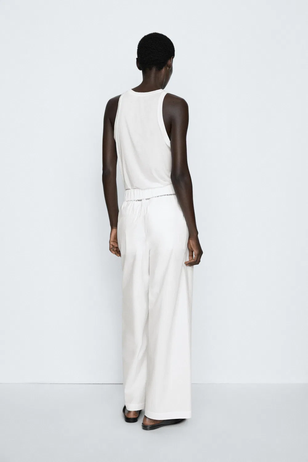Брюки Massimo Dutti Studio 100% Cotton Elasticated, кремовый — фото 3