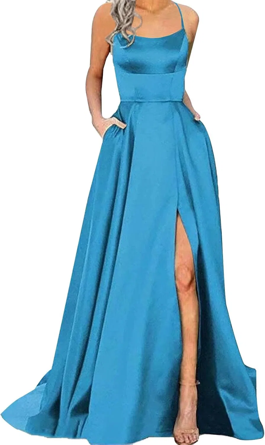 Женское вечернее платье с разрезом Formal Party Gown, Blue