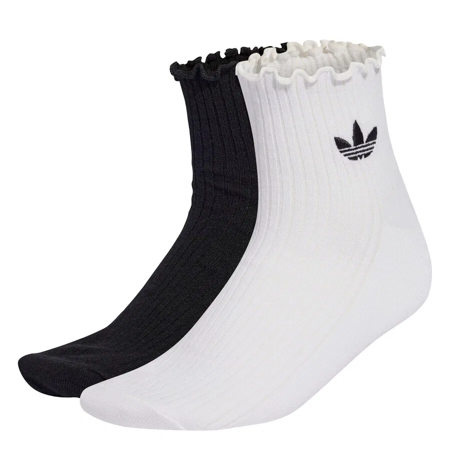 Носки ADIDAS ORIGINALS 'RUFFLE QUARTER' в черном и белом цвете