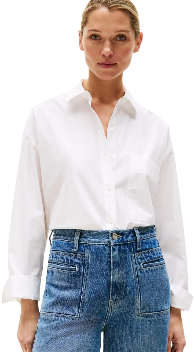 Женская рубашка с длинным рукавом Ess Poplin New Easy Tommy Hilfiger, White (Th Optic White)