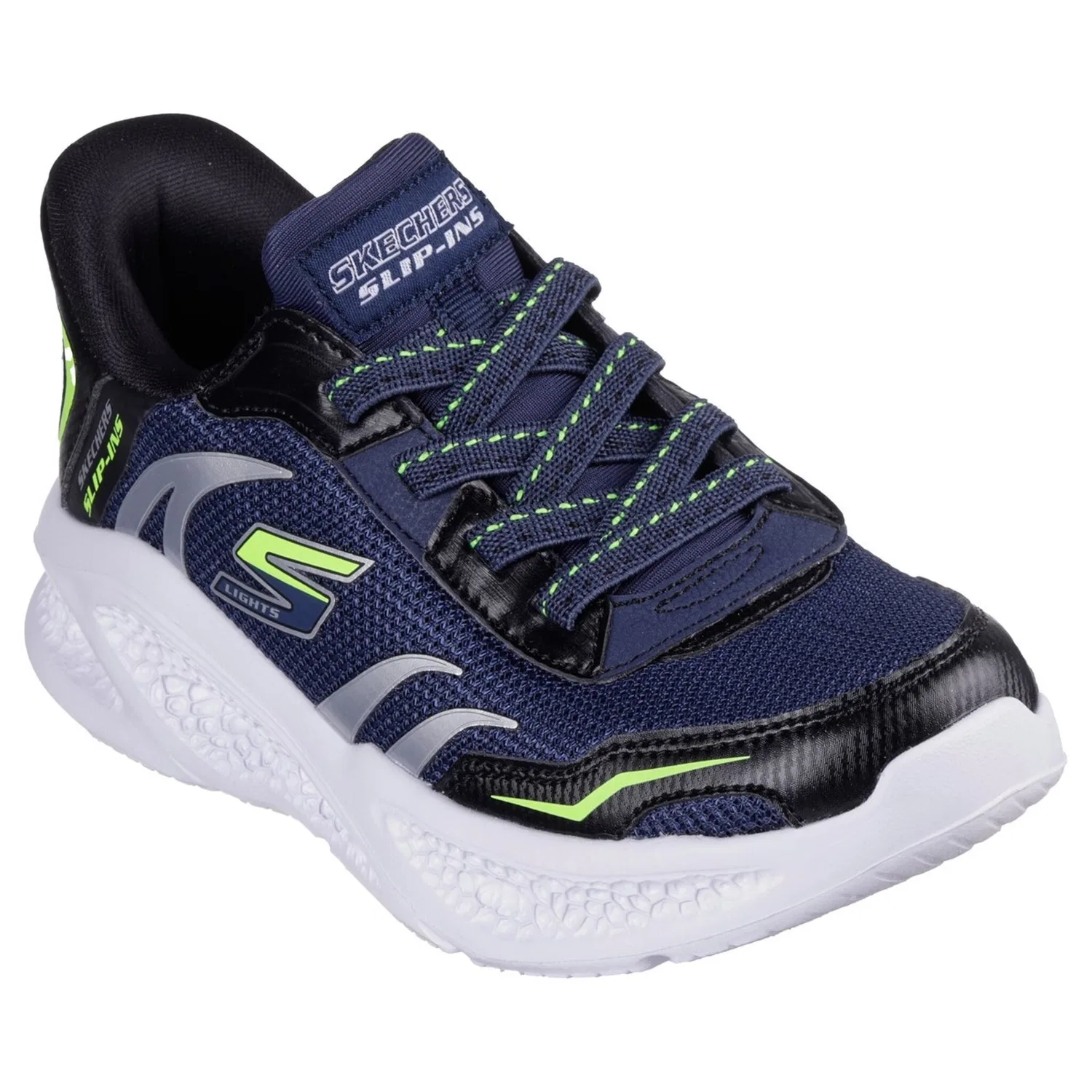 Детские кроссовки-слипоны с подсветкой Skechers, Navy/Black