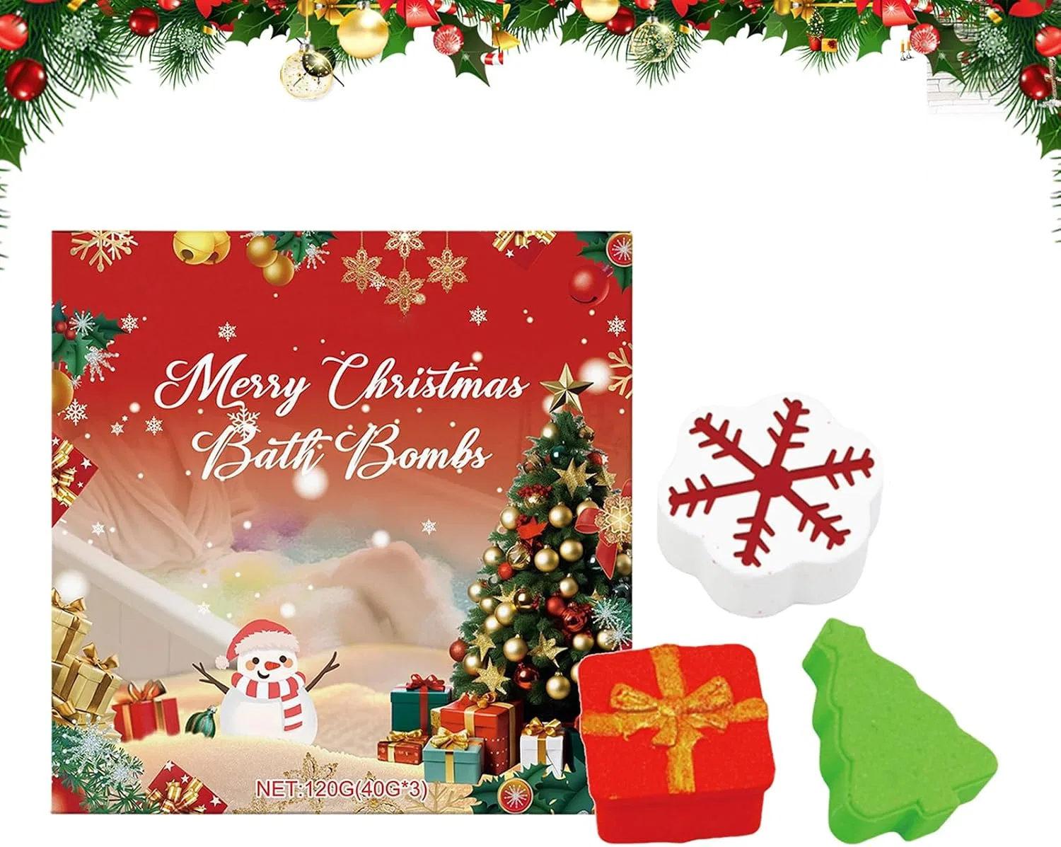 Generisch Набор бомбочек для ванны Christmas, 3 шт