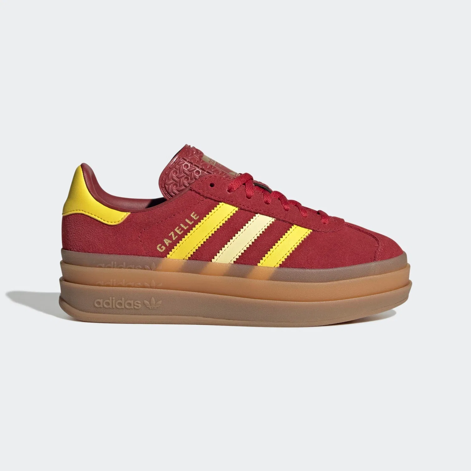 Детские кроссовки на платформе Gazelle Bold Adidas Originals, Red/Yellow/Gold Metallic — фото 2