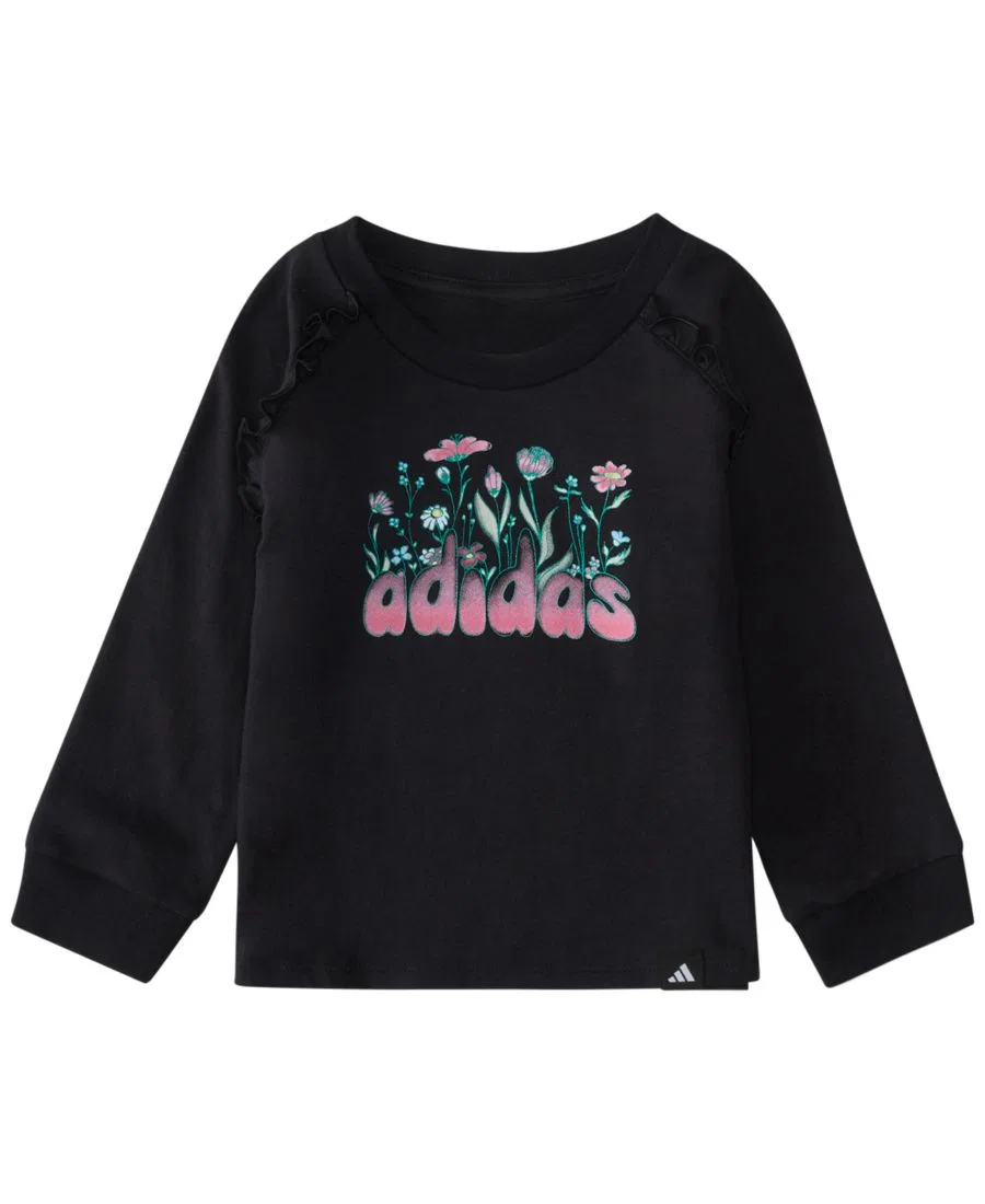 Комплект из лонгслива и брюк с флоральным принтом adidas, Black — фото 4