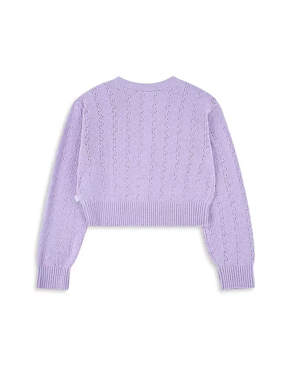 Детский кардиган для девочек с V-образным вырезом Pointelle Abercrombie Kids, New Lavender — фото 3