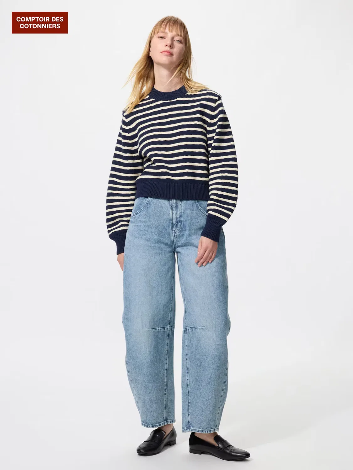 Джинсы Uniqlo, свободные (широкие), синие