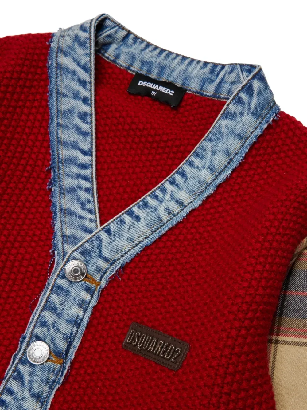 Кардиган со вставками из денима Dsquared2 Kids, красный — фото 3