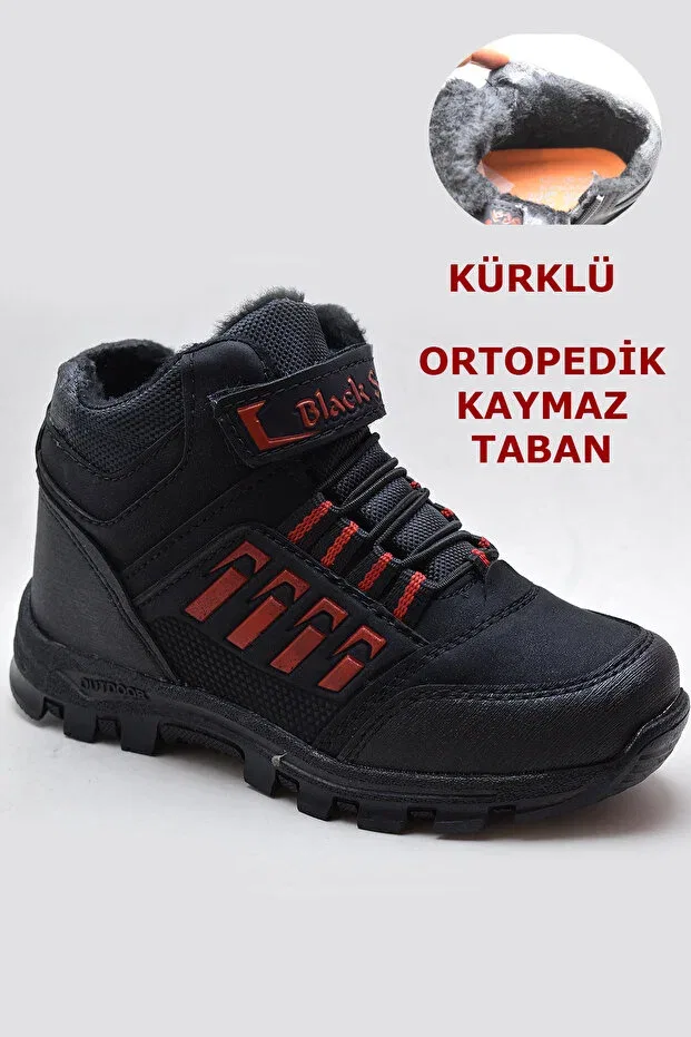 Детские ботинки для девочек на плоской подошве Blacksea, Black-Red