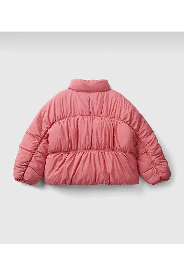 Детский пуховик для девочек двусторонний с принтом United Colors Of Benetton, Fuchsia — фото 2