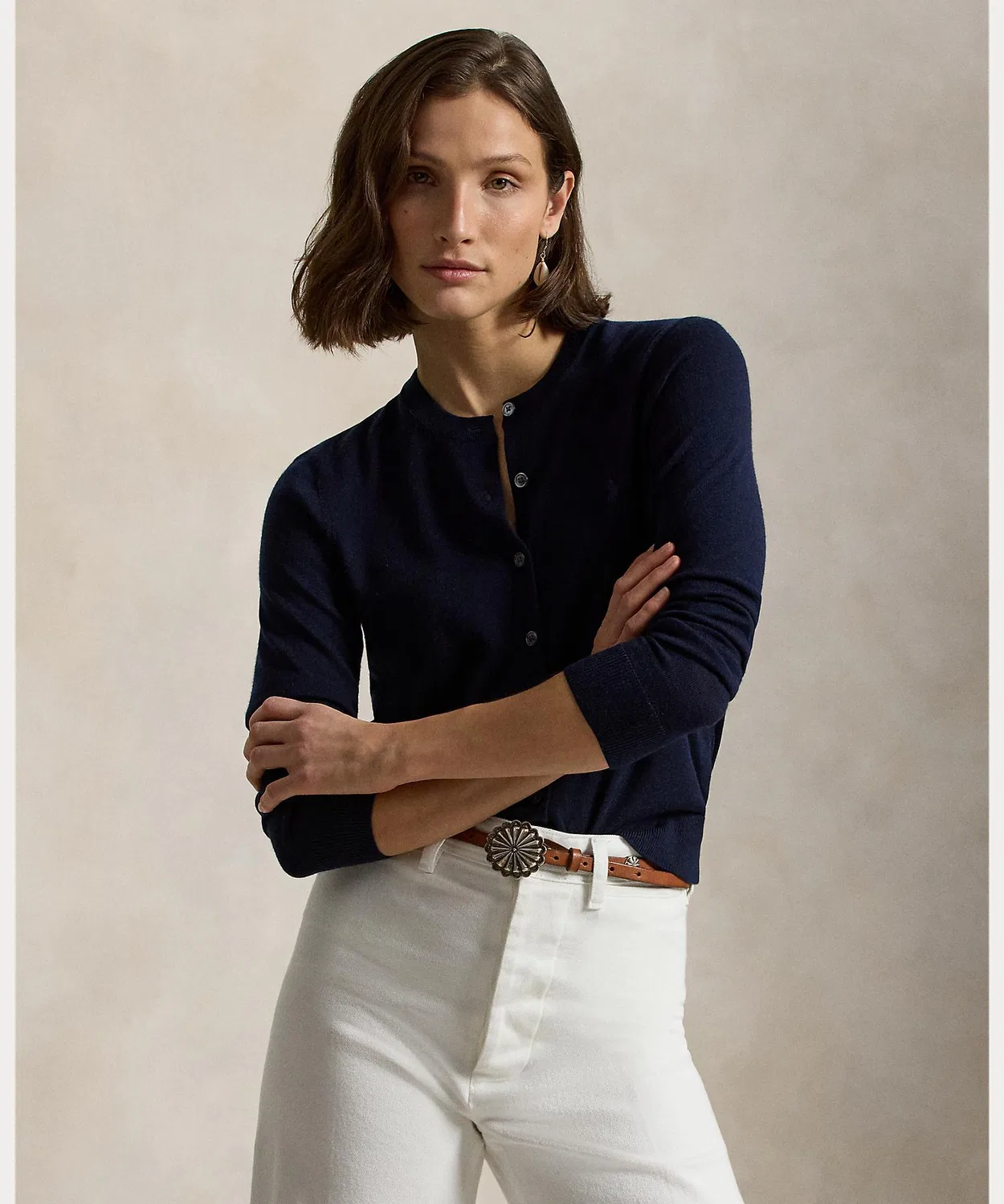 Женский кардиган из шерсти с длинным рукавомPOLO RALPH LAUREN, Синий