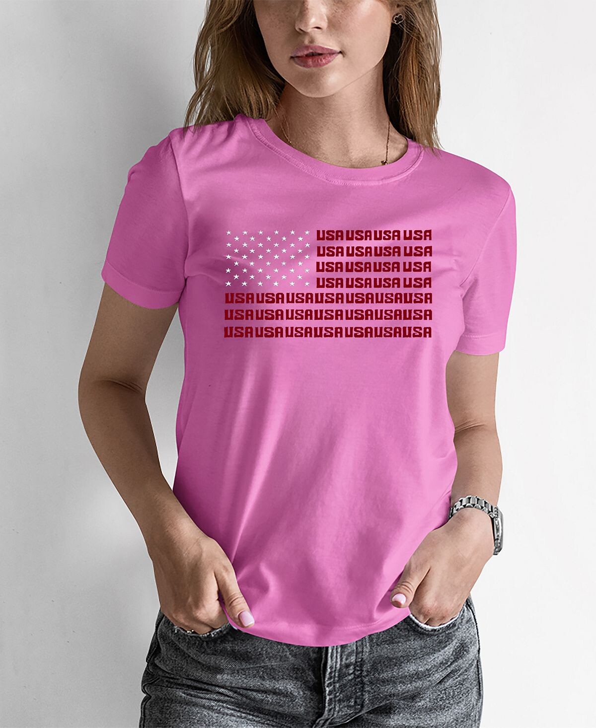 

Женская футболка word art с флагом сша LA Pop Art, розовый