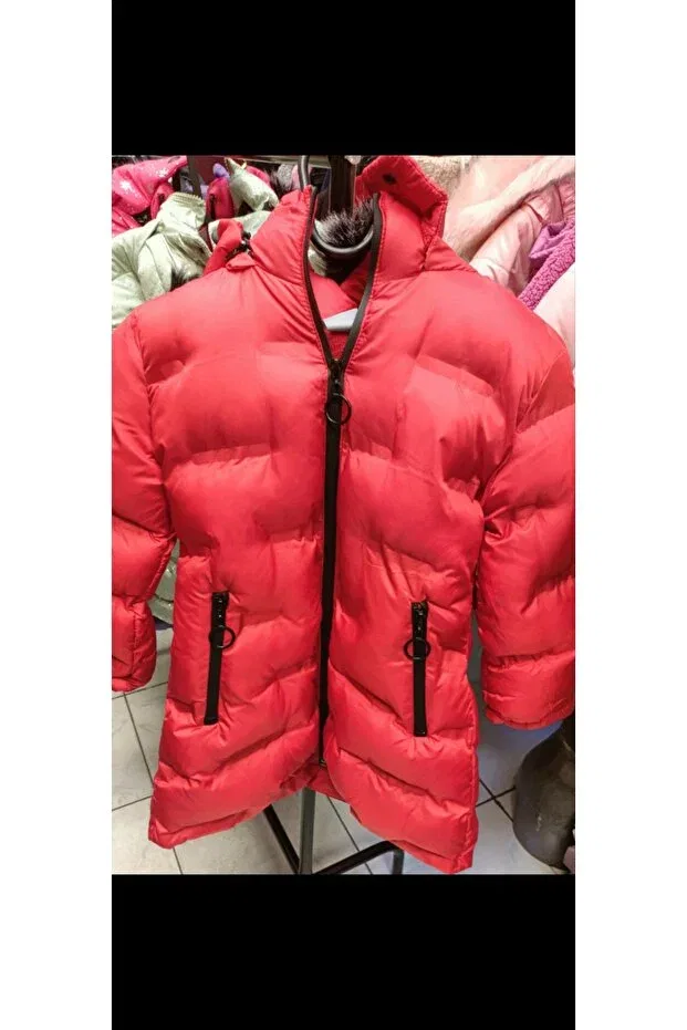Детское пальто для девочек с капюшоном Onur Işık Mini Avm, Red