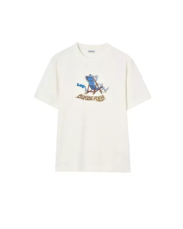 Мужская футболка с принтом Beach Knight Cotton T-Shirt Burberry, Chalk White — фото 2