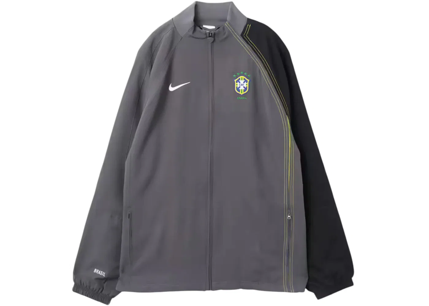 Мужская куртка-ветровка Nike Total 90 Brazil Reissue Replica Soccer Track Jacket, Dark Grey/Black