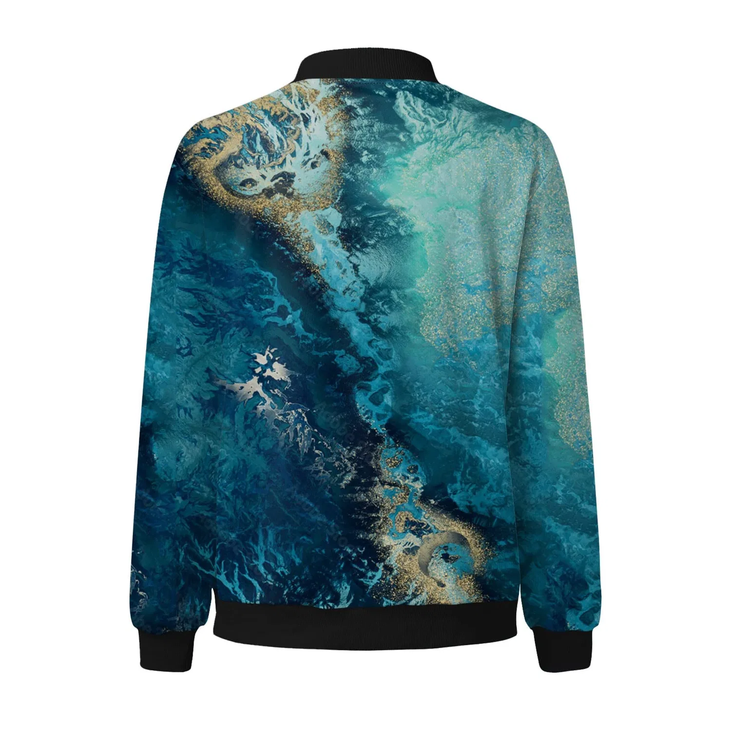 Женская куртка с цветочным принтом Casual Jackets for Women Everyday Jacket Casual Lightweight Zipper Coat Floral Print Korean Collar Outerwear Sports Short Top with Zipper Socks, Blu — фото 2