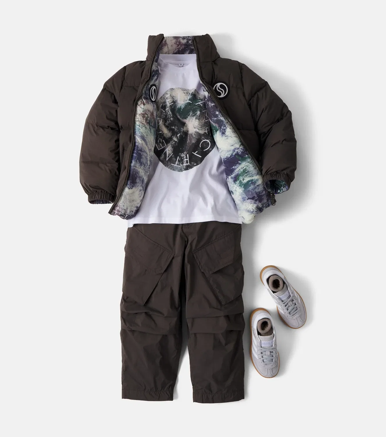 Двусторонняя куртка-пуховик с принтом Stella Mccartney Kids, серый — фото 2