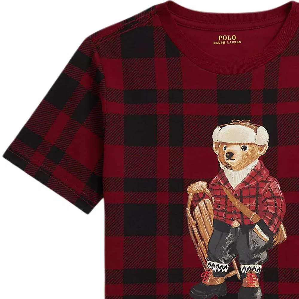 Детская футболка с принтом Polo Bear Polo Ralph Lauren, Red — фото 4