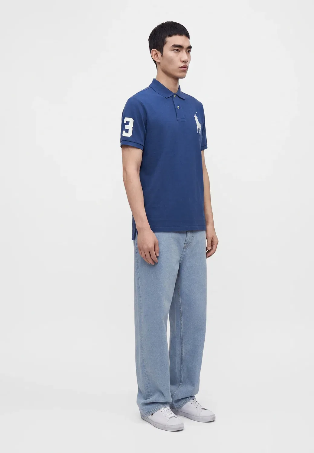 Классическая поло-рубашка из сетчатой ткани с крупным рисунком под пони Polo Ralph Lauren, Blue Yacht/White — фото 4