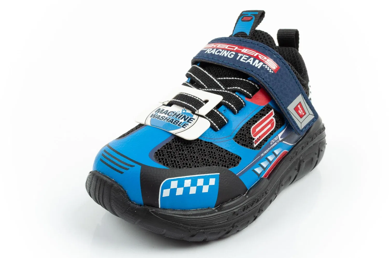 Детские кроссовки для мальчиков с эластичной шнуровкой Skech Tracks Skechers, Schwarz Blau — фото 3