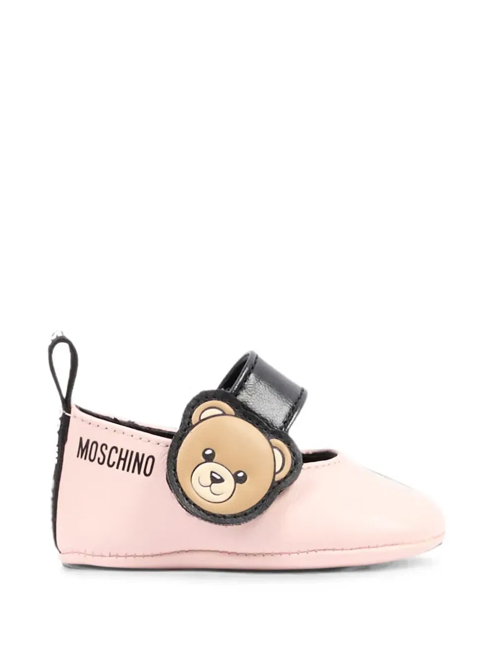 Балетки с застежкой-липучкой в виде плюшевого мишки Moschino Kids, розовый