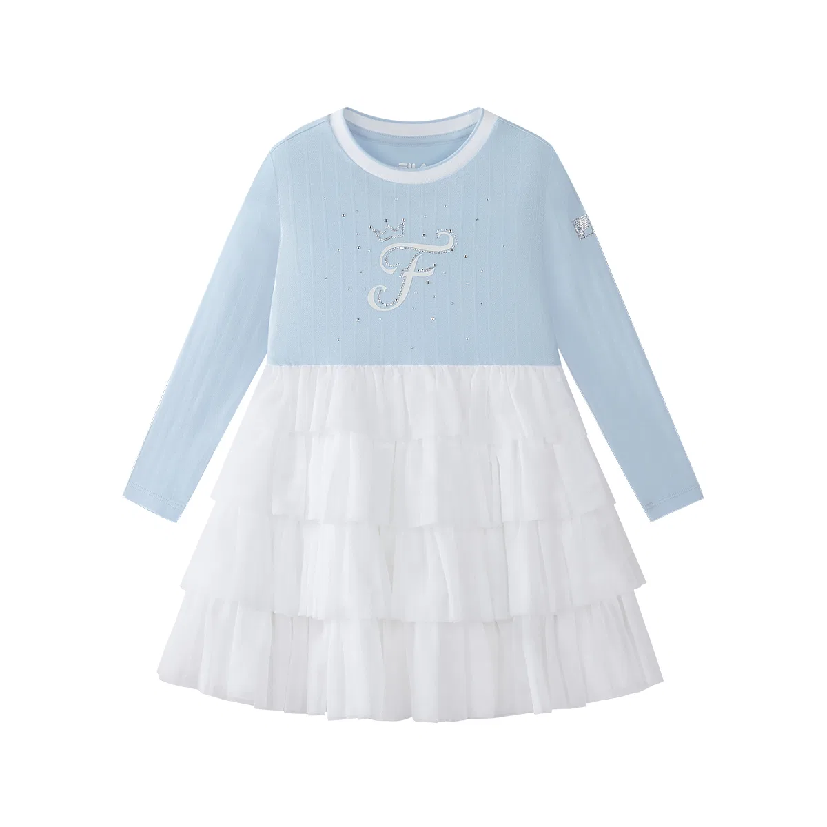 Детское платье для девочек с круглым вырезом Миди Sky Clear Blue FILA KIDS — фото 3