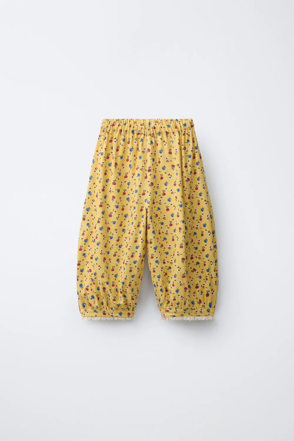 Брюки с цветочным принтом, льняная смесь ZARA, Yellow