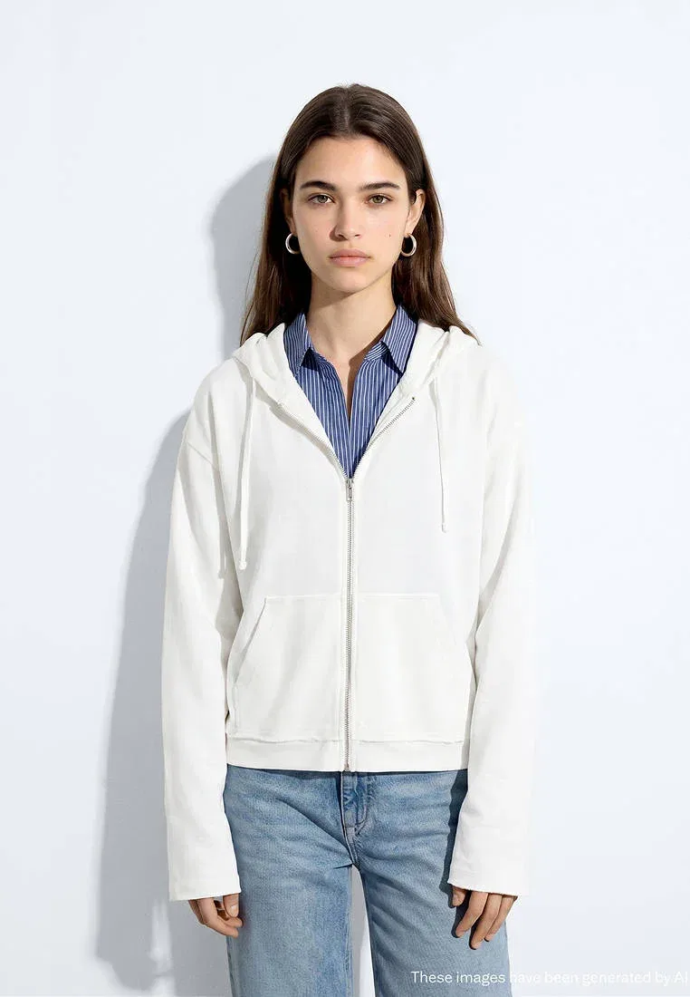 Подростковая толстовка на молнии Mango Kids, Off-White