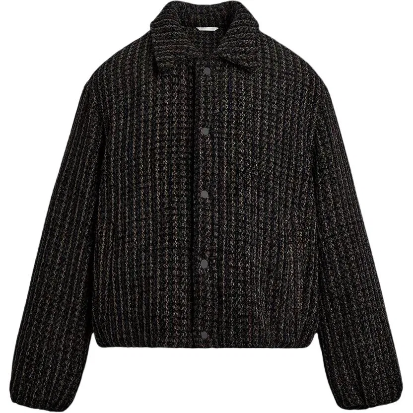 Мужской пуховик с отложным воротником Other, ZARA, Black/Brown