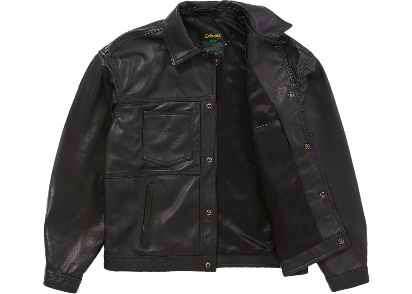 Мужская кожаная куртка Schott Supreme, Black — фото 2