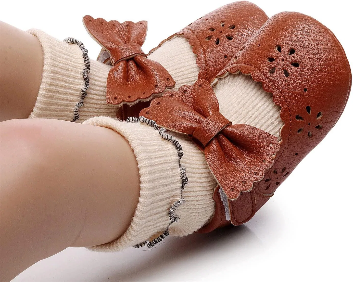 Детские туфли для девочек с бантом First Walkers Shoes, Brown — фото 2