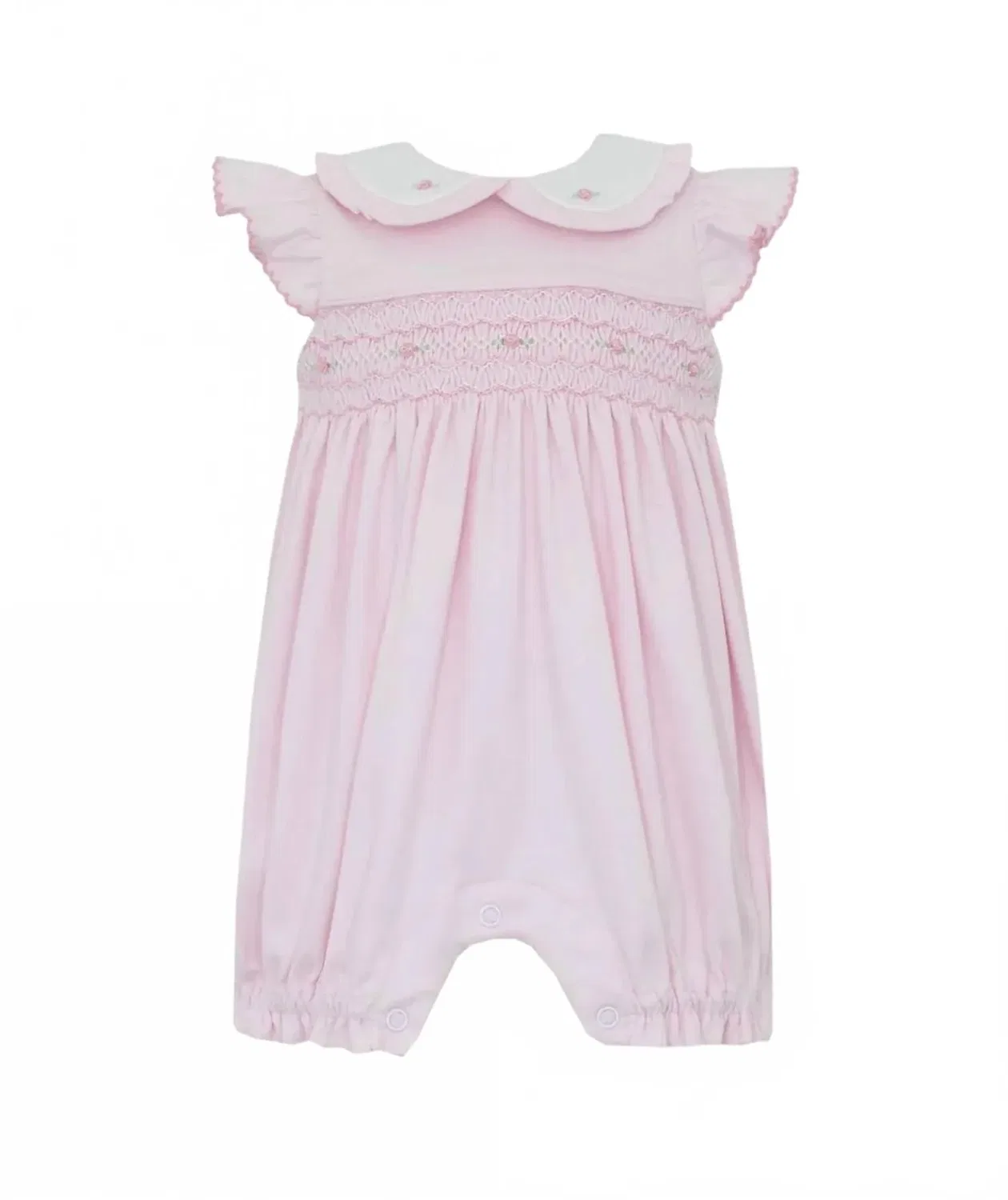 Детский боди-комбинезон с шортами с принтом Elizabeth Geometric Smocked petit bebe, розовый