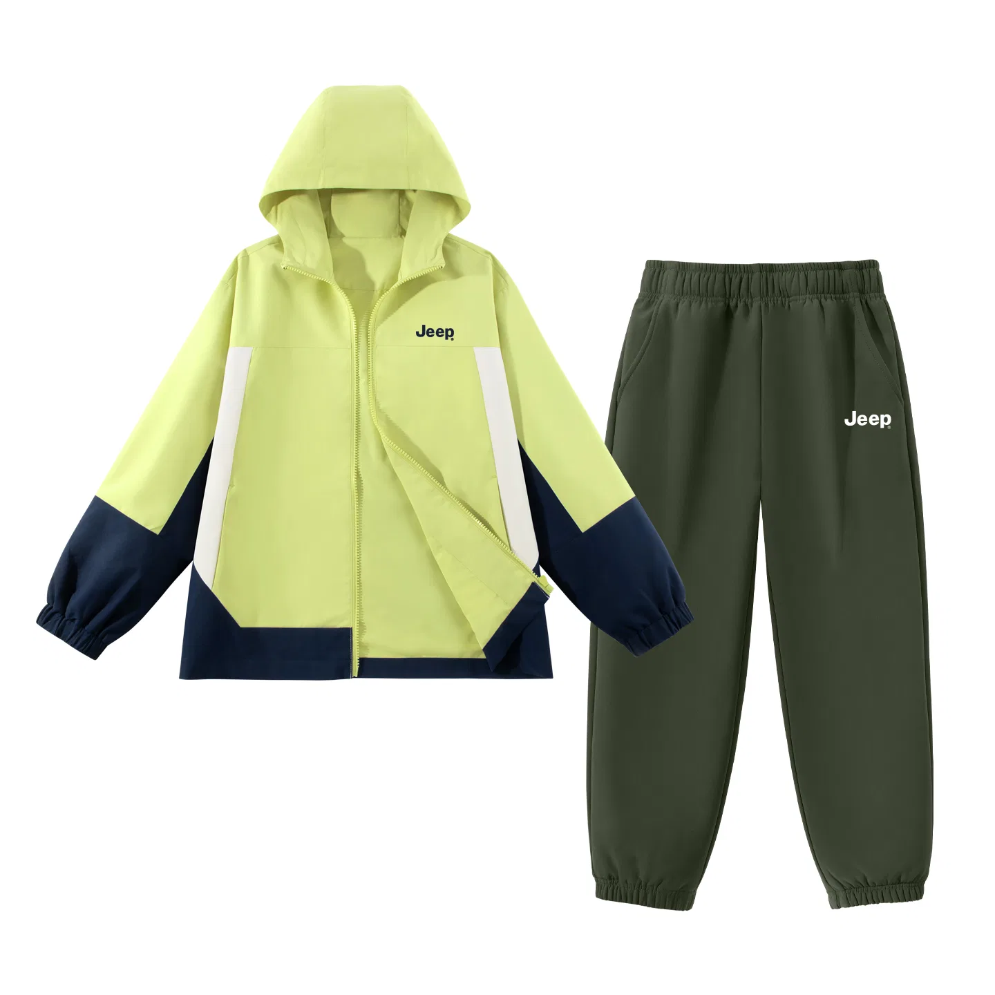 Детский спортивный комплект с капюшоном Jeep, Olive Green/E Navy Blue Logo K-Army Green/E White Logo K